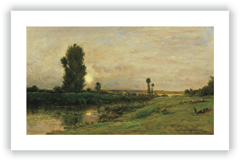 Salida de la luna en las riberas del río Oise