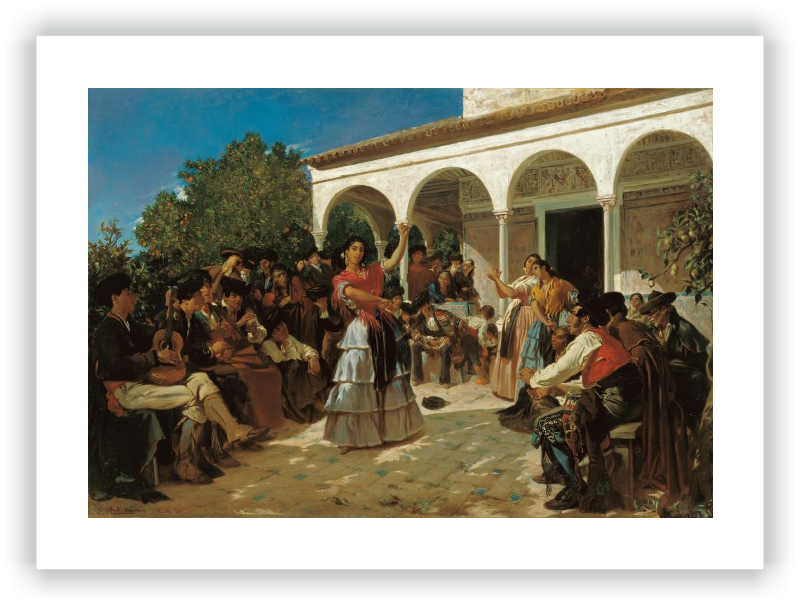 A gypsy dance in the gardens of the Alcázar, in front of the pavilion of Charles V