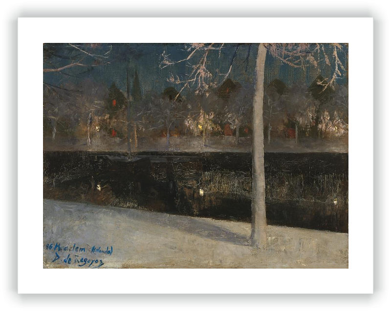 Paisaje nocturno nevado (Haarlem)