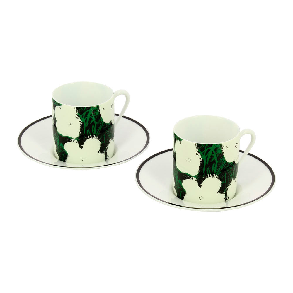 Set de dos tazas café diseño flores Warhol Pollock