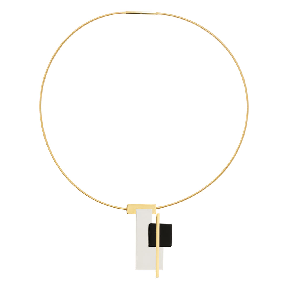
                  
                    Necklace Proun Lissitzky silver onyx stainless steel Belén Bajo
                  
                