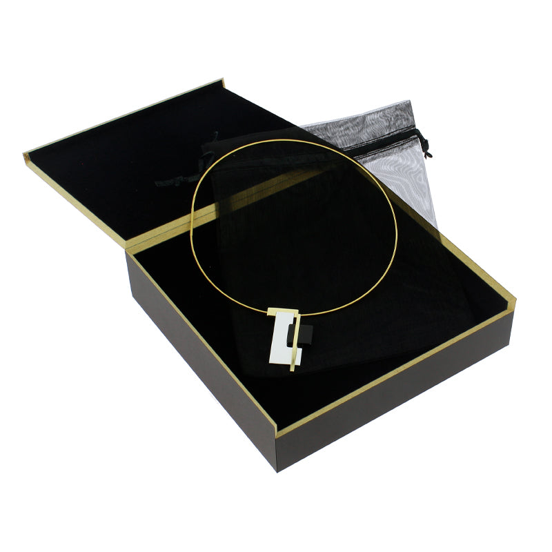 Collar Proun Lissitzky oro onix acero Belén Bajo