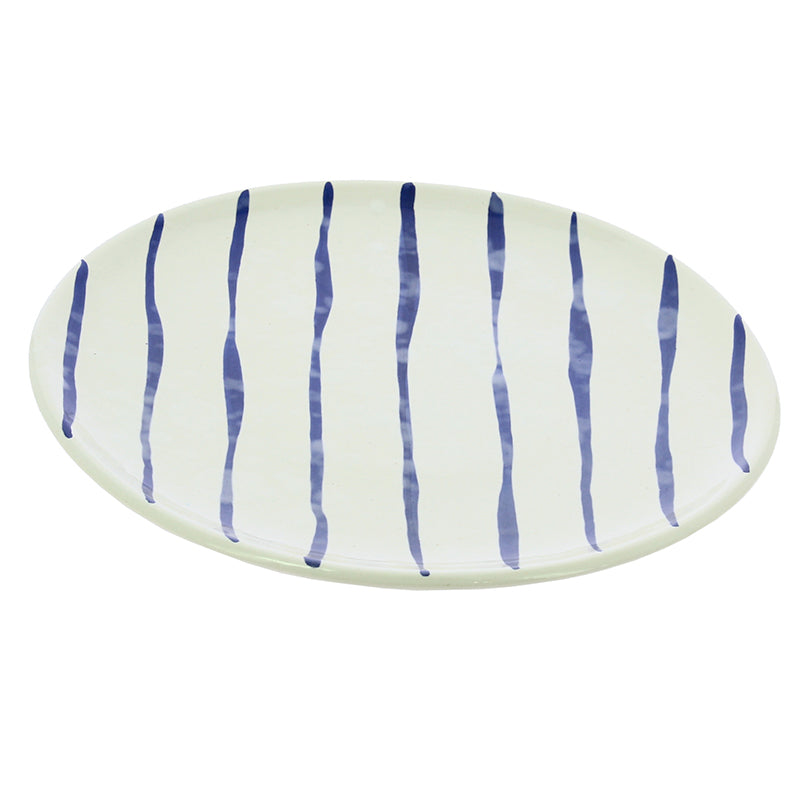 Colonial blue striped ceramic plate