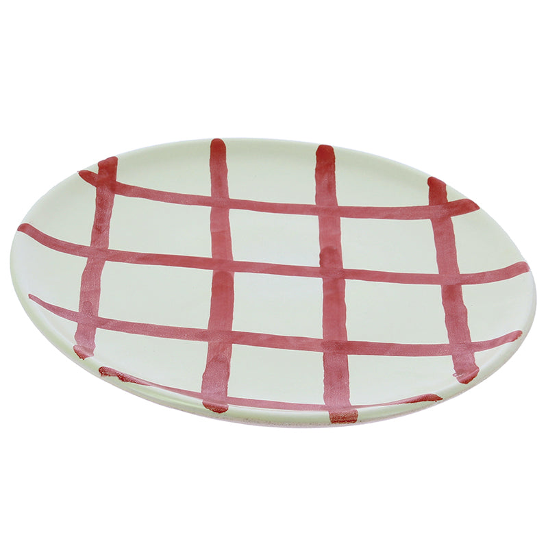 Colonial red checkered ceramic plate