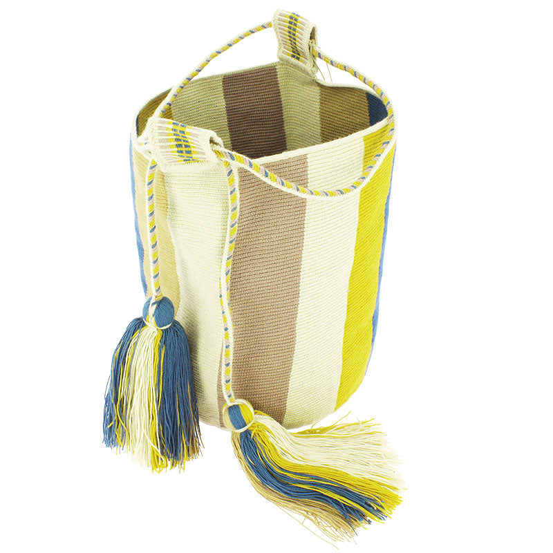 Bolso grande Wayuu La portuguesa de Delaunay color mostaza y azul