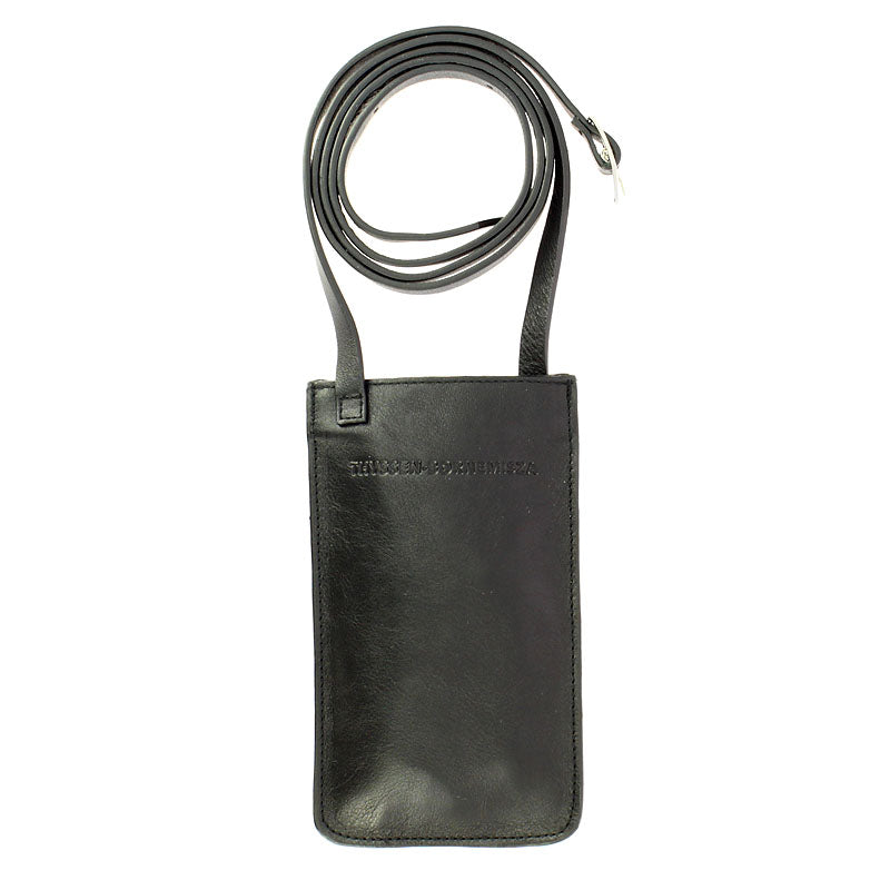 Black leather mobile phone holder