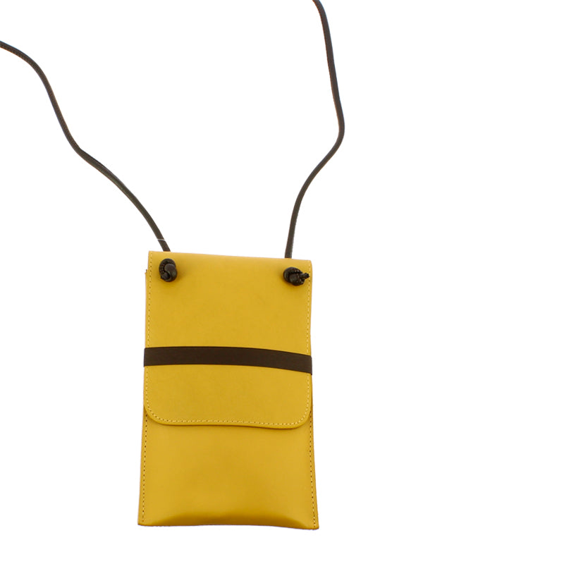 Bandolera mostaza piel MNTB para movil