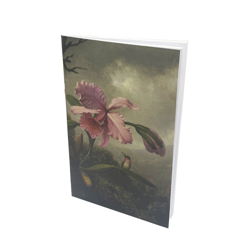 White notebook Orchid and hummingbird