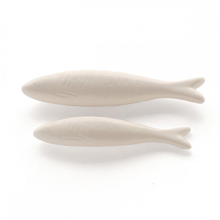 Set of 2 white ceramic sardines Isabel Quintanilla