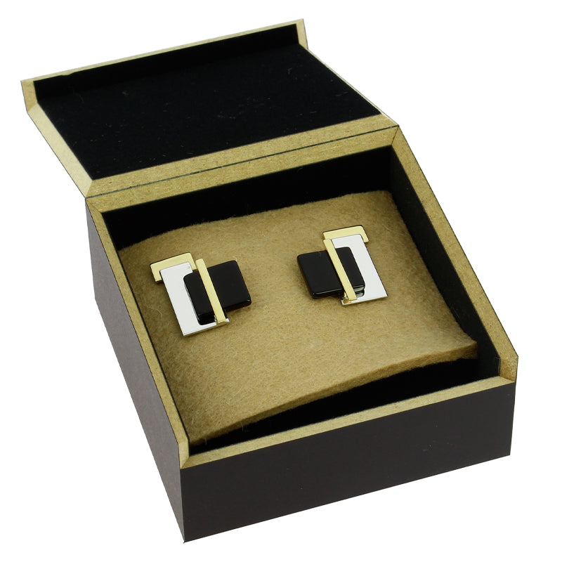 Pendientes Proun Lissitzky oro onix acero Belén Bajo