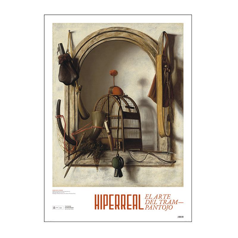 Poster for the Hiperreal exhibition. Falconry equipment