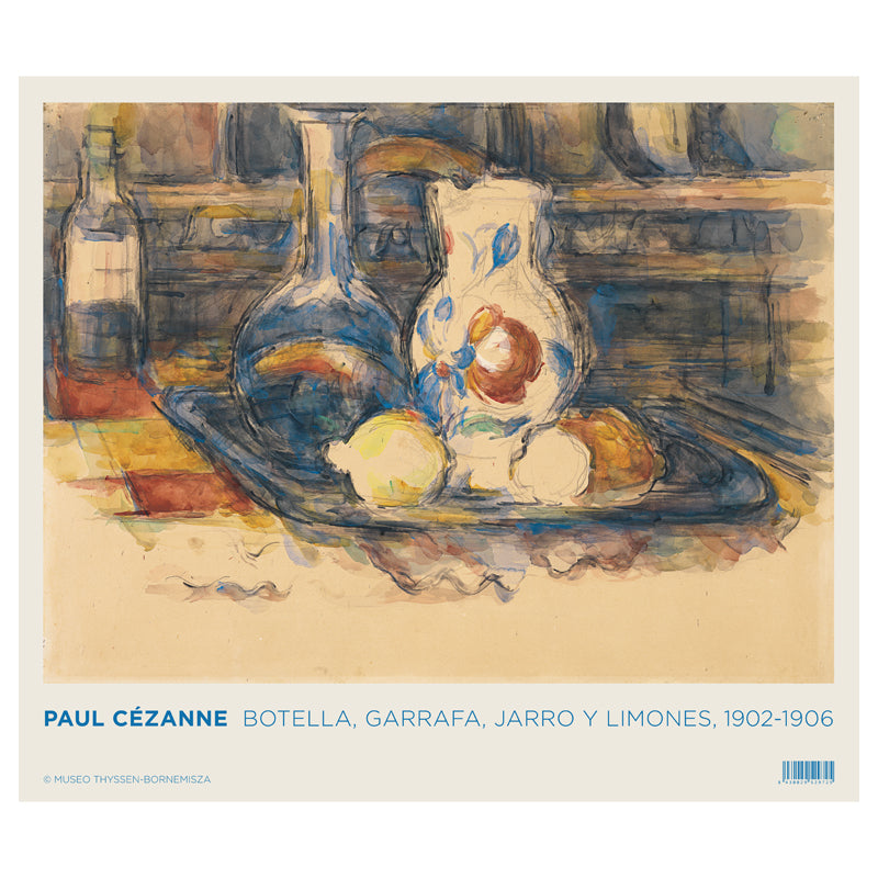 Poster  Paul Cezanne: Botella, garrafa y limones